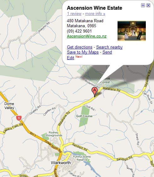 Map - Ascension Wine Estate, 480 Matakana Rd, Matakana Coast Wine Country